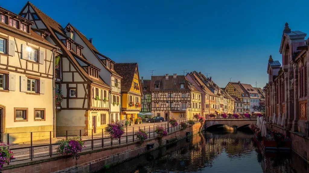 street in city of colmar in alsace france